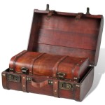 vidaXL 2x Vintage Brown Wooden Treasure Chest Storage Box / Ottoman / Trunk Bench